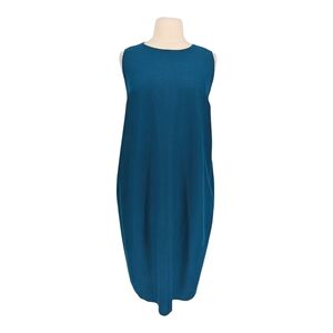 11700 Eileen Fisher Wool Felt Shift Dress Teal size 3X preppy Business casual